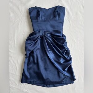 (Y2K) Teeze Me formal metallic blue ruffle mini dress (size 5)